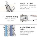 EYROZILL A5 Binder 1 Inch 3 Ring for 5.5" x 8.5" Paper with Clipboard and Pocket, Mini Binders for School Office Supplies and Home, Polka Dots