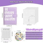 100 Envelopes Money Saving Challenge with Cute Stickers, A5 Money Saving Binder with Cash Envelopes，Budget Binder Savings Challenge Book for 100 Day to Save $5,050 for Budgeting Planner(Purple)
