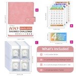DONBAO 100 Envelopes Money Saving Challenge Binder, A5 Budget Binder with Envelopes and Challenge Tracker, 2024 New Savings Challenges Planner Book to Save $500, $1000, $5050, $10000 (Pink)