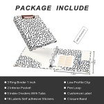 EYROZILL A5 Binder 1 Inch 3 Ring for 5.5" x 8.5" Paper with Clipboard and Pocket, Mini Binders for School Office Supplies and Home, Polka Dots