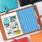 OMEYA A5 Binder Journal, Refillable 6 Ring Organizer Planner Leather Business Writing Notebook, Ruled Hardcover Diary Notebook with Divider page and Index stickers-Brown