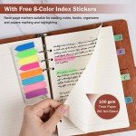 OMEYA A5 Binder Journal, Refillable 6 Ring Organizer Planner Leather Business Writing Notebook, Ruled Hardcover Diary Notebook with Divider page and Index stickers-Brown