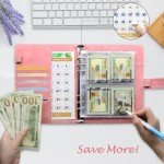 DONBAO 100 Envelopes Money Saving Challenge Binder, A5 Budget Binder with Envelopes and Challenge Tracker, 2024 New Savings Challenges Planner Book to Save $500, $1000, $5050, $10000 (Pink)