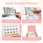 DONBAO 100 Envelopes Money Saving Challenge Binder, A5 Budget Binder with Envelopes and Challenge Tracker, 2024 New Savings Challenges Planner Book to Save $500, $1000, $5050, $10000 (Pink)