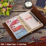 OMEYA Leather Journal Notebook, Refillable Writing Journal Diary Planner for Women Girls (Red Brown, A5-9.3''×6.3'')