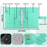 Ndsox 100 Envelopes Money Saving Challenge Binder, A5 Budget Binder with Cash Envelopes, Savings Challenges Book to Save 5,050, 10,000, 500, Budget Planner for Budgeting Binder Saving Money,MintGreen