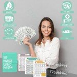 Ndsox 100 Envelopes Money Saving Challenge Binder, A5 Budget Binder with Cash Envelopes, Savings Challenges Book to Save 5,050, 10,000, 500, Budget Planner for Budgeting Binder Saving Money,MintGreen