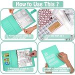 Ndsox 100 Envelopes Money Saving Challenge Binder, A5 Budget Binder with Cash Envelopes, Savings Challenges Book to Save 5,050, 10,000, 500, Budget Planner for Budgeting Binder Saving Money,MintGreen