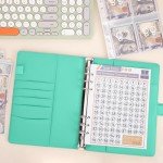 Ndsox 100 Envelopes Money Saving Challenge Binder, A5 Budget Binder with Cash Envelopes, Savings Challenges Book to Save 5,050, 10,000, 500, Budget Planner for Budgeting Binder Saving Money,MintGreen