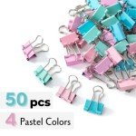 Mr. Pen- Pastel Binder Clips, 50 Pack, 0.75 in, Pastel Color, Small Clips, Small Binder Clips, Paper Binder Clips, Binder Clips Small Size, Small Paper Clips, Office Clips, Micro Binder Clips