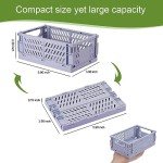 HUUSMOT 6-Pack Small Pastel Plastic Storage Baskets, Collapsible Crates for Organizing, Space-Saving Mini Bins for Classroom, Kitchen, Office, Bedroom (5.8" x 3.8" x 2.2")