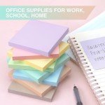 Sticky Notes 3x3inch, 8 Pads Self-Stick Notes, 8 Pastel Multi Colors with Gray Note Pads, Suitable for School, Home, Office,80 Sheet/Pad