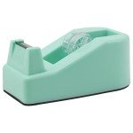 ROSEUP Desktop Tape Dispenser Heavy Duty Desk Accessories Floral Office Tape Dispensers, Weighted Non-Skid Base, Macaron Green