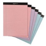 Amazon Basics Wide Ruled 8.5 x 11.75-Inch 50 Sheet Perforated Lined Writing Note Pads, Pack of 6, 300 Count, Multicolor