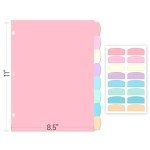 TQQBUU 8 Tab Write & Erase Binder Dividers with Tabs, 8 Tab Durable Plastic Dividers for 3 Ring Binder Letter Size, Binder Tabs for Organizers, School Office Home Supplies, Pastel (1 Set)
