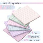 Mr. Pen Lined Sticky Notes - 3x3, 6 Pads, 45 Sheets, Pastel Colors