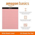 Amazon Basics Wide Ruled 8.5 x 11.75-Inch 50 Sheet Perforated Lined Writing Note Pads, Pack of 6, 300 Count, Multicolor
