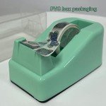 ROSEUP Desktop Tape Dispenser Heavy Duty Desk Accessories Floral Office Tape Dispensers, Weighted Non-Skid Base, Macaron Green