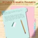 TQQBUU 8 Tab Write & Erase Binder Dividers with Tabs, 8 Tab Durable Plastic Dividers for 3 Ring Binder Letter Size, Binder Tabs for Organizers, School Office Home Supplies, Pastel (1 Set)