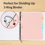 Sooez 8-Tab Durable Plastic Write & Erase Big Tab Dividers for 3 Ring Binder, Aesthetic Cute Pastel Binder Dividers for Student, Teacher, Office, Home Organizers, 1 Set, Pastel