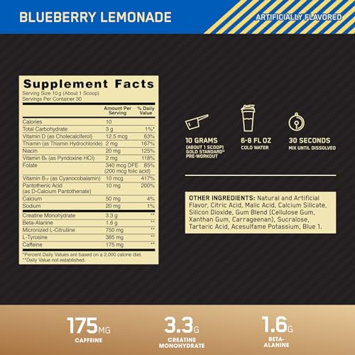 Gold Standard Blueberry Lemonade Pre-Workout Formula