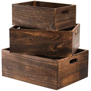 Set of 3 Rustic Wood Nesting Storage Crates