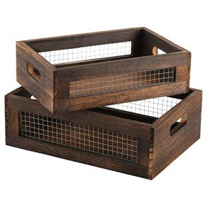 Rustic Nesting Wooden Storage Crates - Set of 2