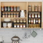 Expandable Black Spice Rack Shelf Organizer