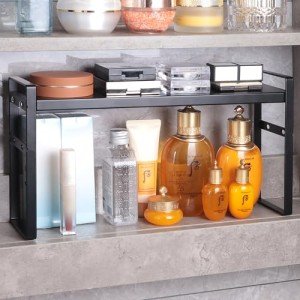 Expandable Metal Medicine Cabinet Organizer Shelf - Black