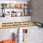 Expandable Metal Medicine Cabinet Organizer Shelf - Black
