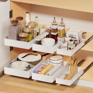 3 Pack Pull-Out Drawers for Kitchen Cabinets