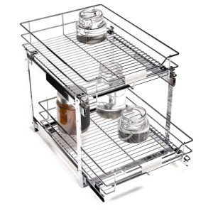 Two-Tier Pull-Out Kitchen Cabinet Organizer, 14” x 20”