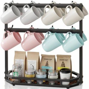 Sturdy Coffee Mug Holder with Movable Hooks