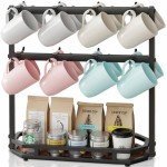 Sturdy Coffee Mug Holder with Movable Hooks