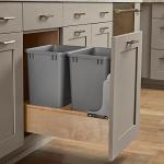 Double 35 Quart Under Cabinet Pullout Trash Cans