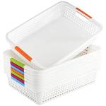 Lawei 8 Pack Large Plastic Storage Baskets