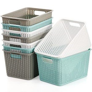 9-Pack Plastic Storage Baskets with Handles