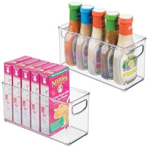Stackable Clear Pantry Bins with Handles - Set of 2