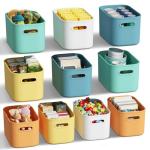 10-Pack Colorful Plastic Storage Bins for Organizing