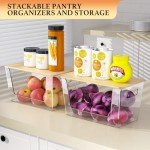 Stackable Clear Storage Bins with Bamboo Lids - 6 Pack