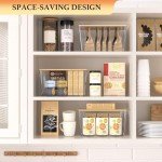Stackable Clear Storage Bins with Bamboo Lids - 6 Pack