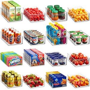 16-Piece Stackable Refrigerator Organizer Bin Set