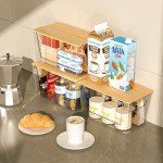Stackable Clear Storage Bins with Bamboo Lids - 6 Pack