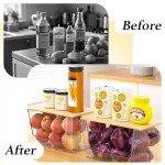 Stackable Clear Storage Bins with Bamboo Lids - 6 Pack