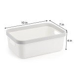 Set of 6 White Plastic Storage Bins with Handles