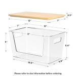 Stackable Clear Storage Bins with Bamboo Lids - 6 Pack