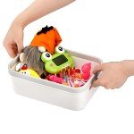 Set of 6 White Plastic Storage Bins with Handles
