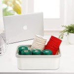 Set of 6 White Plastic Storage Bins with Handles