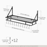KES 30-Inch Wall-Mounted Kitchen Pot Rack with 12 Hooks, Matte Black