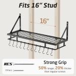 KES 30-Inch Wall-Mounted Kitchen Pot Rack with 12 Hooks, Matte Black